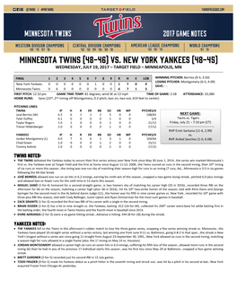 Post-Game Notes