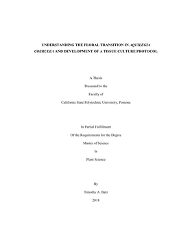 Understanding the Floral Transititon in Aquilegia Coerulea And