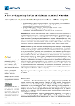 A Review Regarding the Use of Molasses in Animal Nutrition