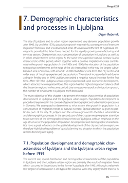 7. Demographic Characteristics and Processes in Ljubljana Dejan Rebernik