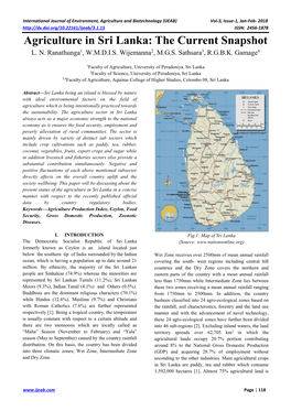 Agriculture in Sri Lanka: the Current Snapshot L