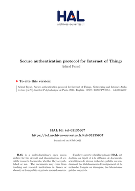 Secure Authentication Protocol for Internet of Things Achraf Fayad