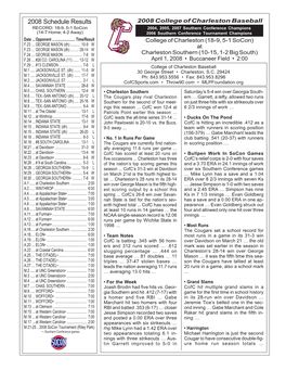 2007 Cofc Baseball Prospectus