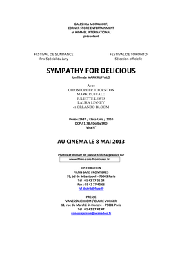 SYMPATHY for DELICIOUS Un Film De MARK RUFFALO