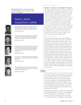 Storm: When Researchers Collide 7 Based on the Kademlia DHT Algorithm [5]