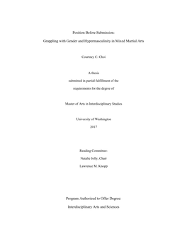 Grappling with Gender and Hypermasculinity in Mixed Martial Arts Program Authorized to Offer Degree