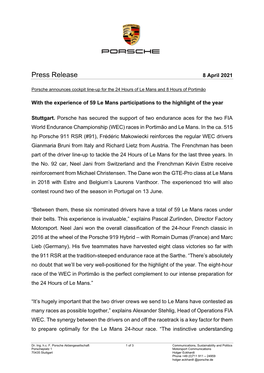 Press Release 8 April 2021