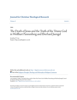 The Death of Jesus and the Truth of the Triune God in Wolfhart Pannenberg and Eberhard Juengel