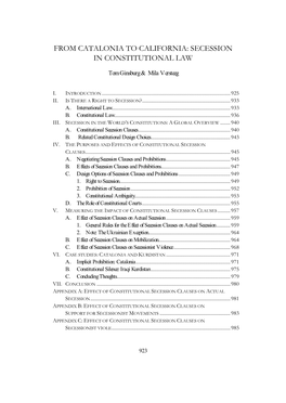 From Catalonia to California: Secession in Constitutional Law