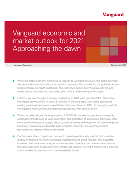 Vanguard Economic and Market Outlook 2021: Approaching the Dawn