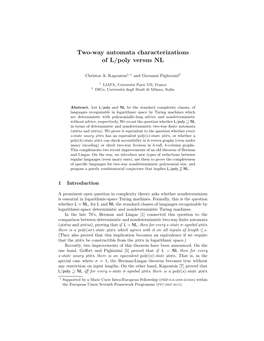 Two-Way Automata Characterizations of L/Poly Versus NL