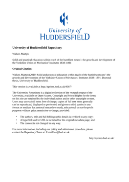 University of Huddersfield Repository