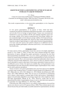 Growth of Fern Gametophytes After 20 Years of Storage in Liquid Nitrogen