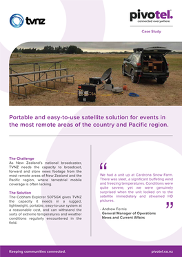 Portable and Easy-To-Use Satellite Solution for Events in the Most Remote Areas of the Country and Pacific Region