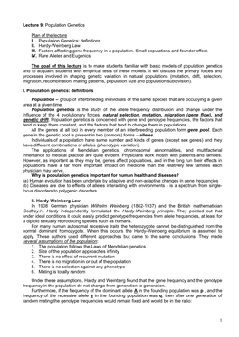 Lecture 9: Population Genetics