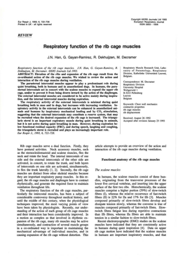 Respiratory Function of the Rib Cage Muscles