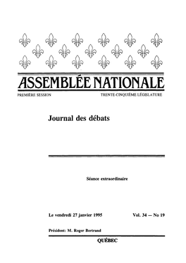 Assemblée Nationale Du Québec Distribution Des Documents Parlementaires 5, Place Quéhec, Hureau 195 Québec