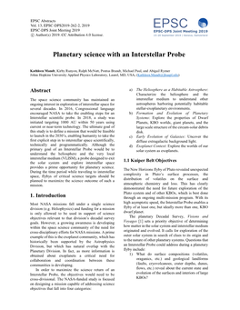 Planetary Science with an Interstellar Probe