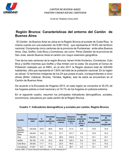 Región Brunca: Características Del Entorno Del Cantón De Buenos Aires