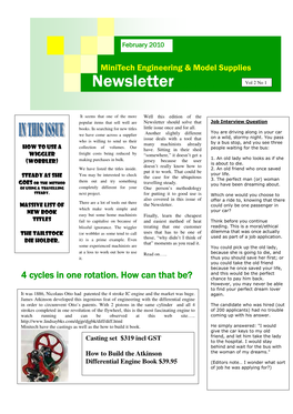 Newsletter Volume 1, Issue 1