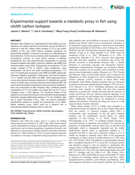 Experimental Support Towards a Metabolic Proxy in Fish Using Otolith Carbon Isotopes Jasmin C