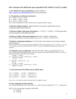 Specification of Srgb