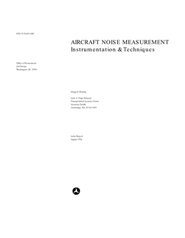 AIRCRAFT NOISE MEASUREMENT Instrumentation & Techniques