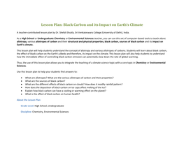 Black Carbon and Its Impact on Earth's Climate
