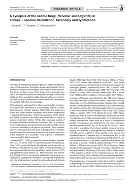 A Synopsis of the Saddle Fungi (Helvella: Ascomycota) in Europe – Species Delimitation, Taxonomy and Typification