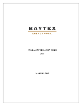 Annual Information Form 2014 March 9, 2015