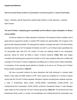 Genome-Scale Fitness Profile of Caulobacter Crescentus Grown in Natural Freshwater