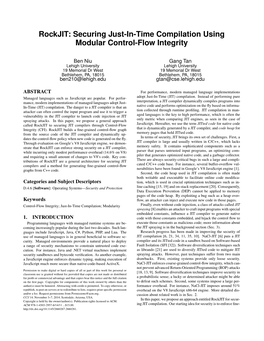 Rockjit: Securing Just-In-Time Compilation Using Modular Control-Flow Integrity