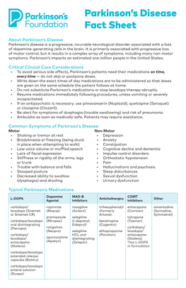 Parkinson's Disease Fact Sheet