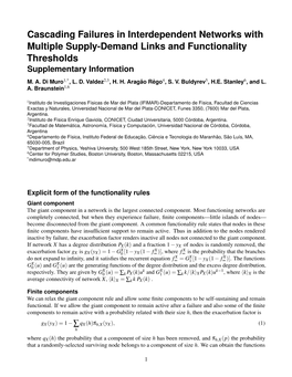 Cascading Failures in Interdependent Networks with Multiple Supply-Demand Links and Functionality Thresholds Supplementary Information M