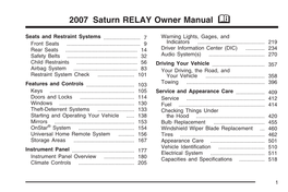 2007 Saturn RELAY Owner Manual M