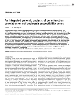 An Integrated Genomic Analysis of Gene-Function Correlation on Schizophrenia Susceptibility Genes