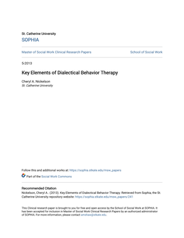 Key Elements of Dialectical Behavior Therapy