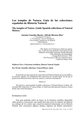 Los Templos De Natura. Guía De Las Colecciones Españolas De Historia Natural