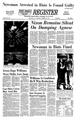 Nixon Remains Silent on Dumping Agnew