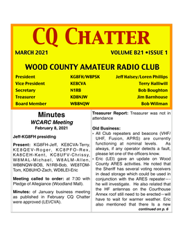 CQ Chatter MARCH 2021 VOLUME B21 •ISSUE 1