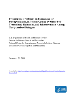 Presumptive Treatment and Screening for Stronglyoidiasis, Infections