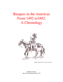 Basques in the Americas from 1492 To1892: a Chronology