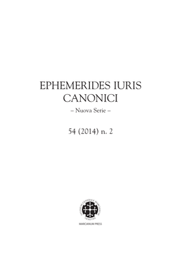 EPHEMERIDES IURIS CANONICI – Nuova Serie –