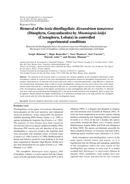 Removal of the Toxic Dinoflagellate Alexandrium Tamarense (Dinophyta