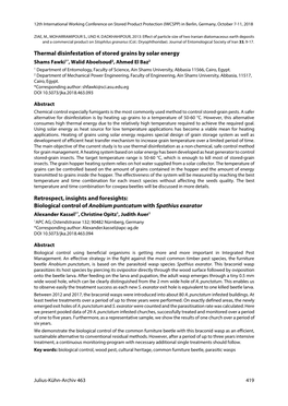 Thermal Disinfestation of Stored Grains by Solar Energy Retrospect