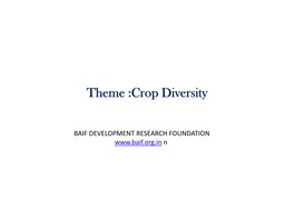 Theme :Crop Diversity