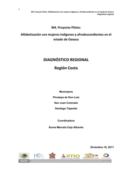 DIAGNÓSTICO REGIONAL Región Costa