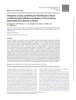 Infestation Levels and Molecular Identification Based On