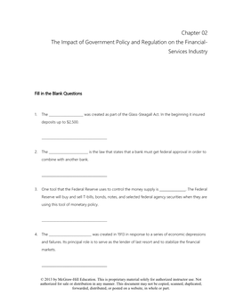 Chapter 02 the Impact of Government Policy and Regulation on the Financial- Services Industry