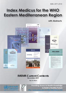 IMEMR Current Contents E-Mail: Hpd@Emro.Who.Int December 2011 Tel: +20 2 22765047 Vol